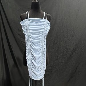Iris Light Blue Ruched Mini Bodycon Dress